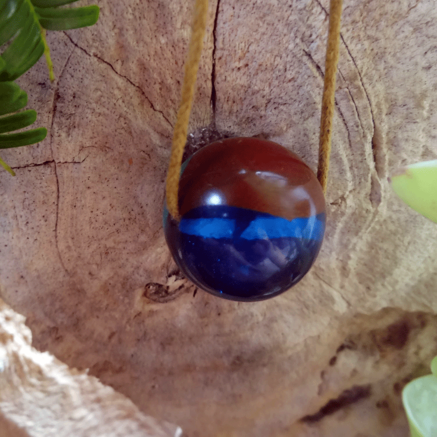 Driftwood with blue and green resin