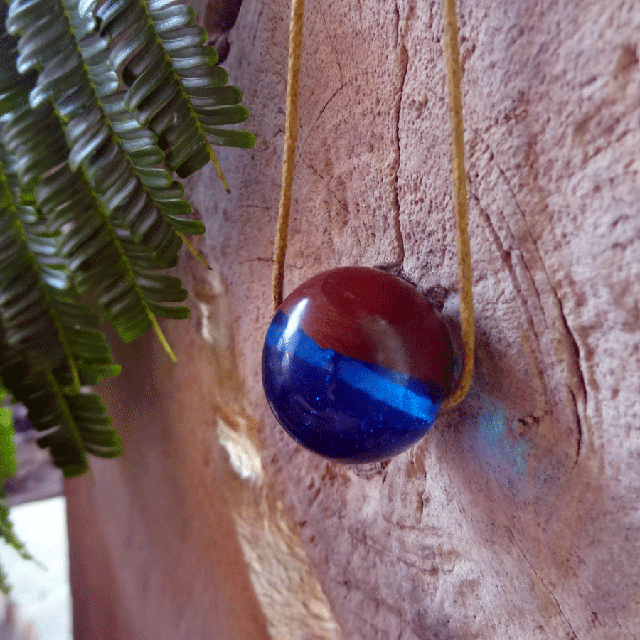 Driftwood with blue and green resin