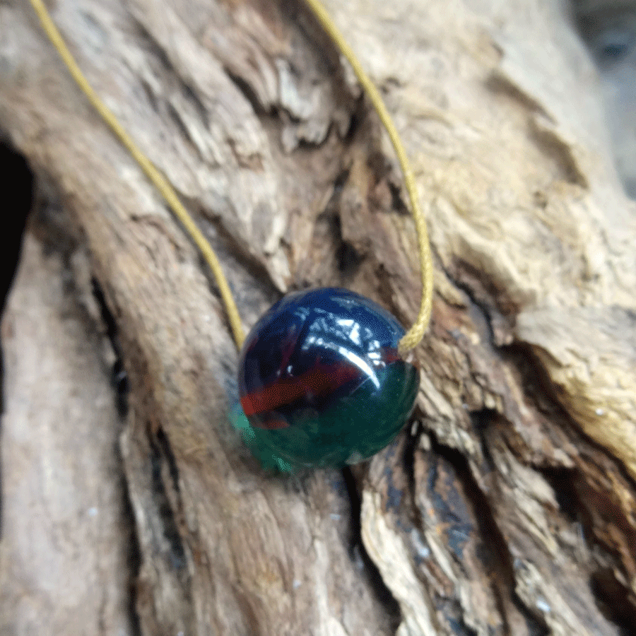 Driftwood with blue and green resin