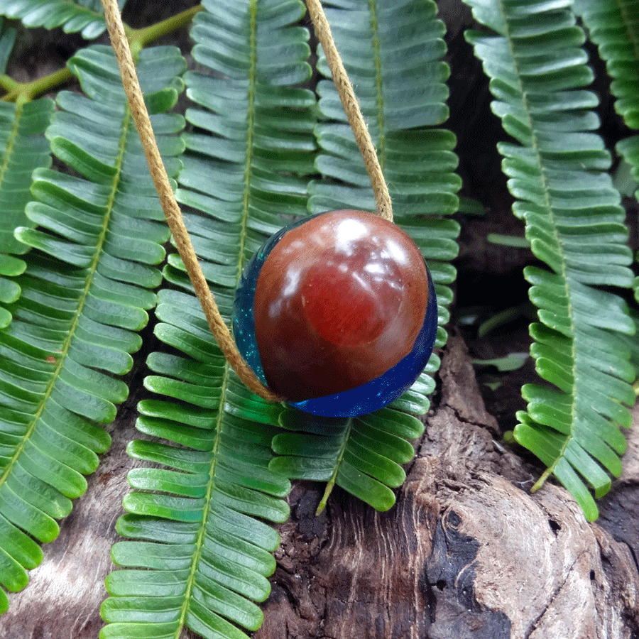 Driftwood with blue and green resin