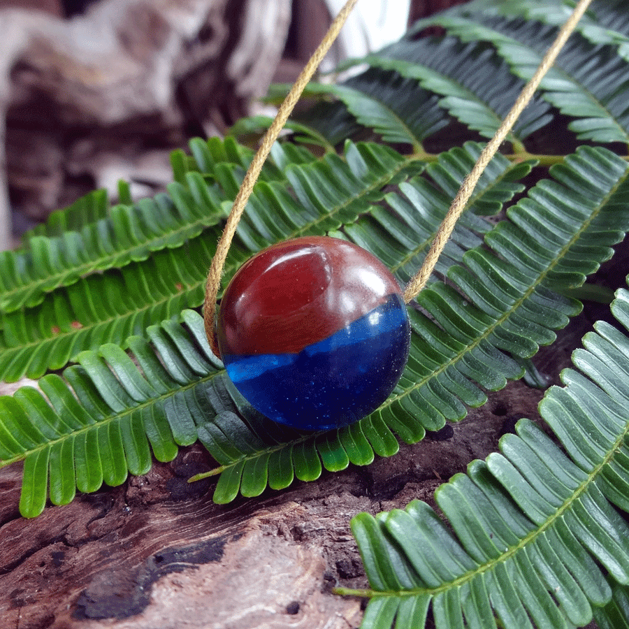 Driftwood with blue and green resin