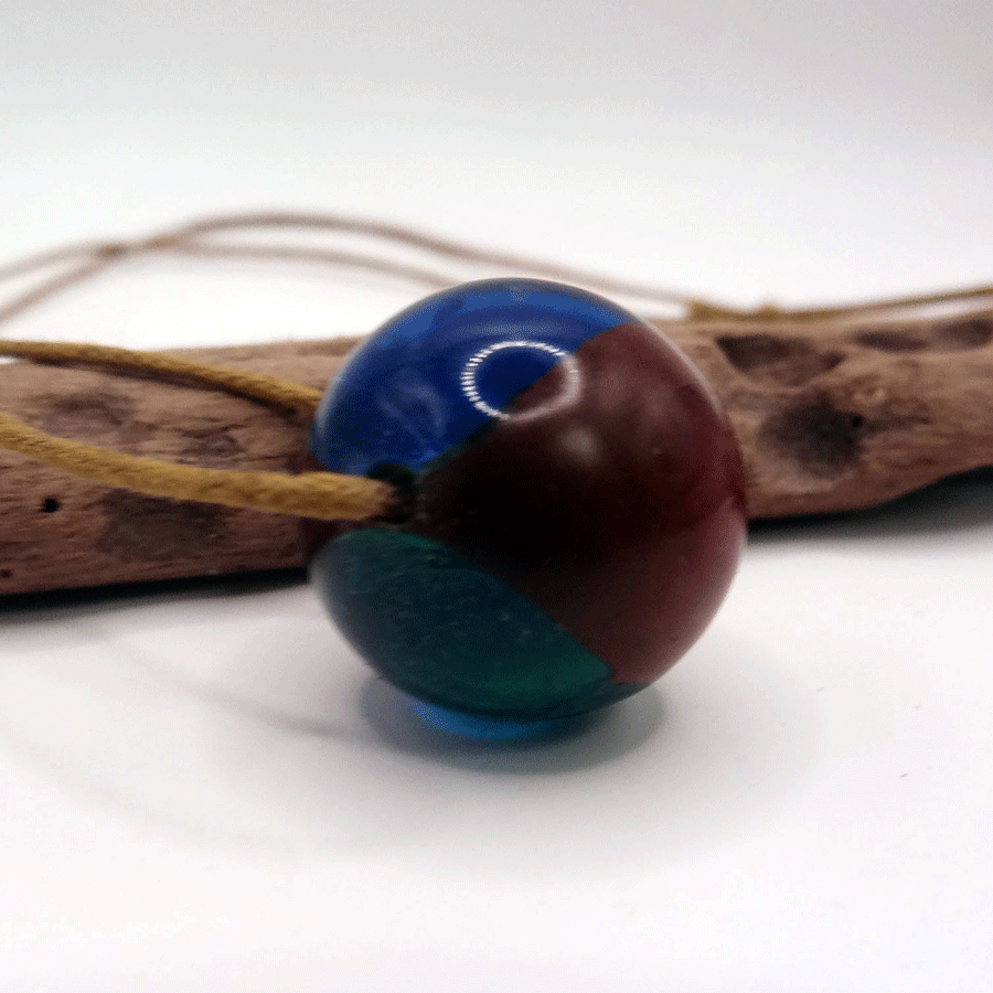 Driftwood with blue and green resin