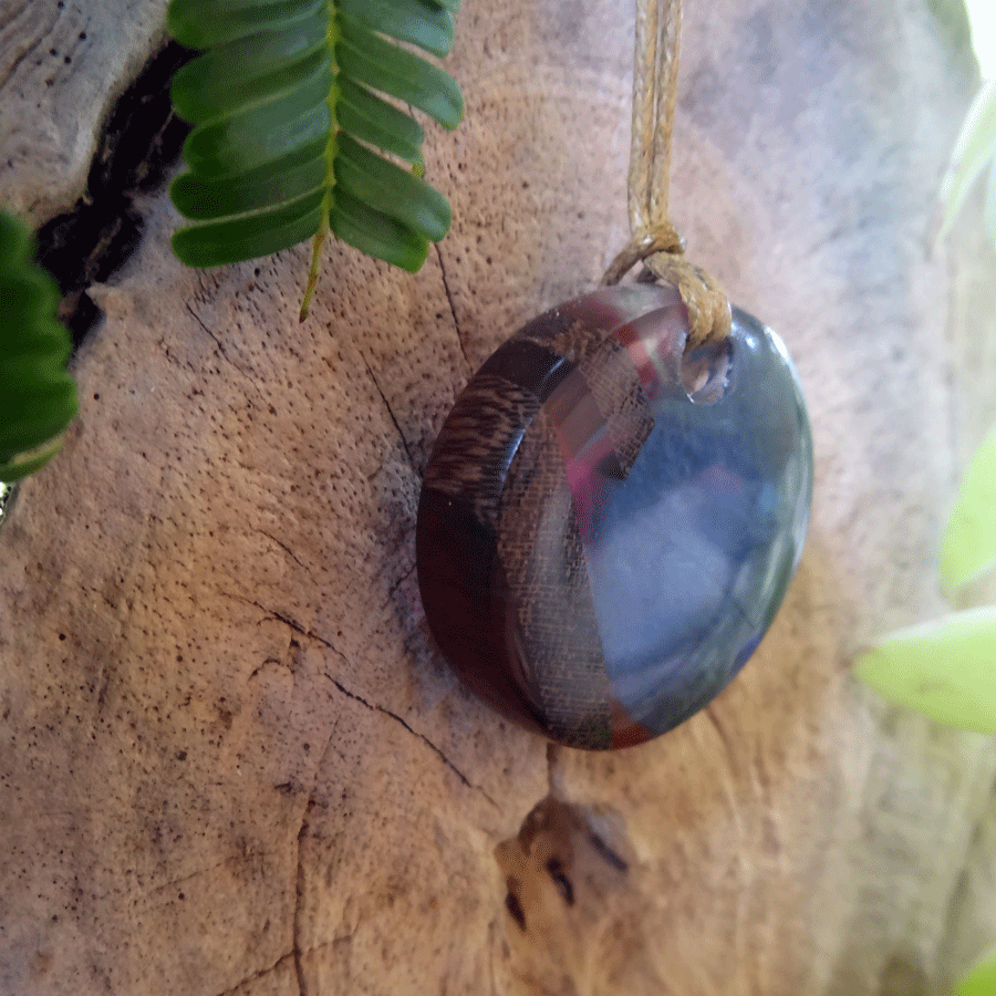 Driftwood with blue and pink resin