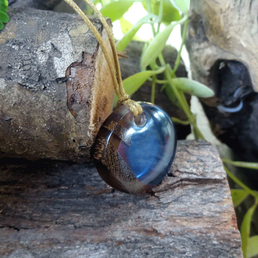 Driftwood with blue and pink resin