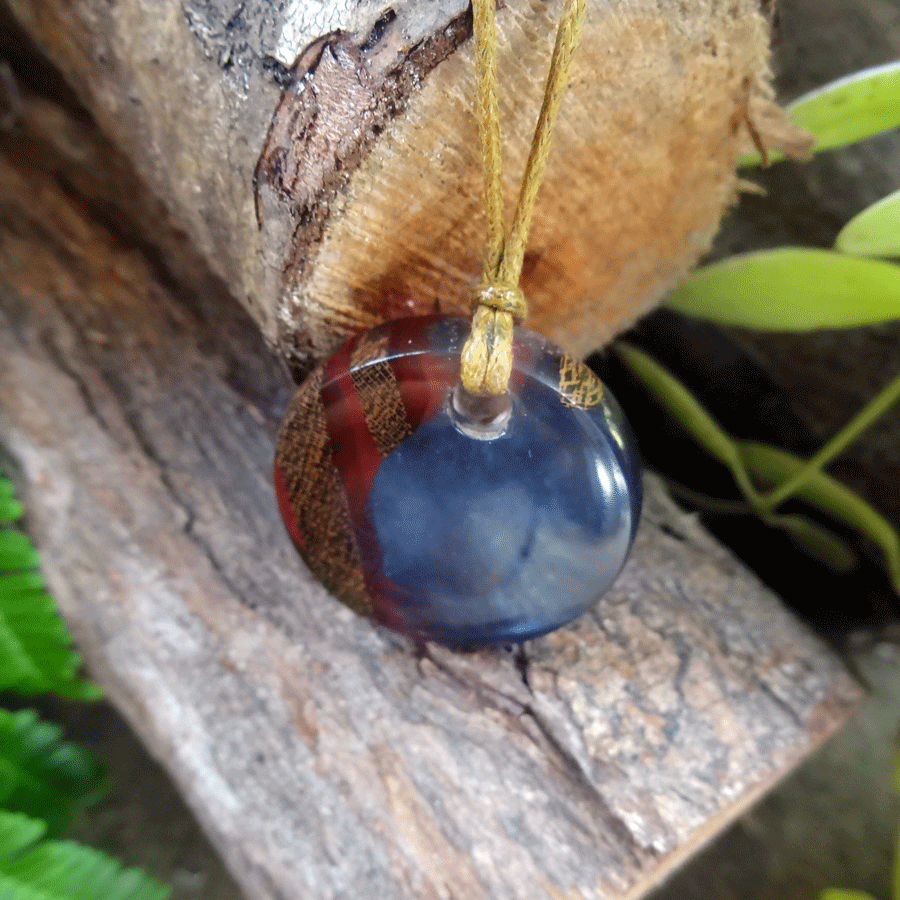 Driftwood with blue and pink resin