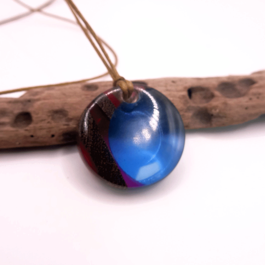 Driftwood with blue and pink resin