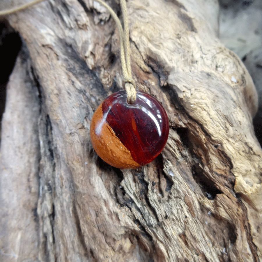 Driftwood with red resin