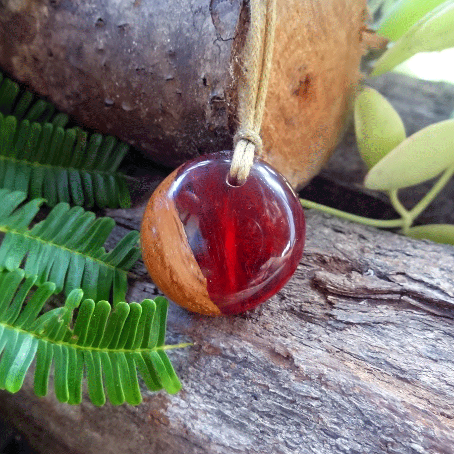 Driftwood with red resin