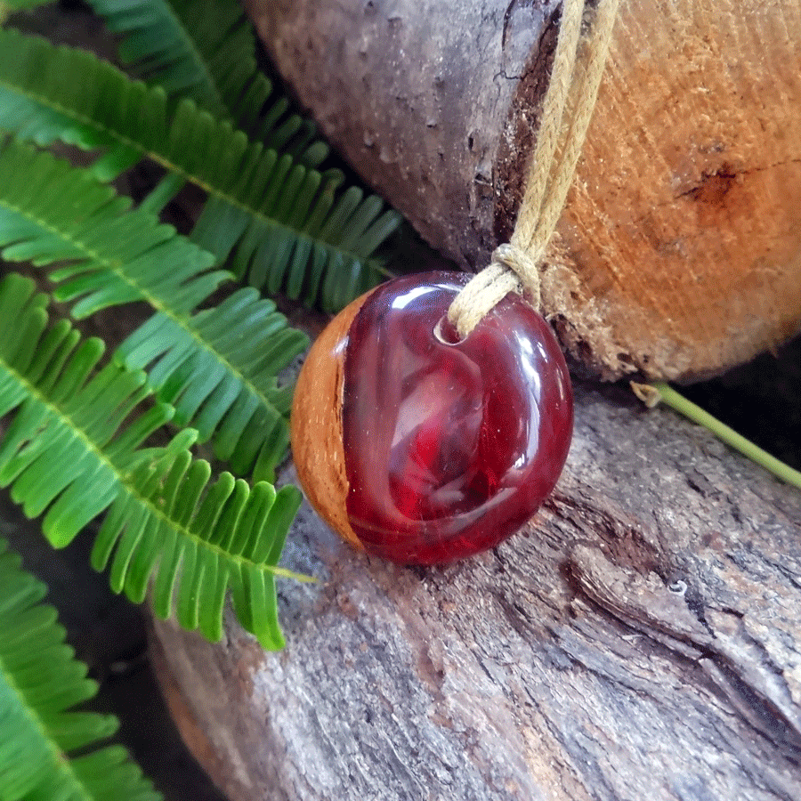 Driftwood with red resin