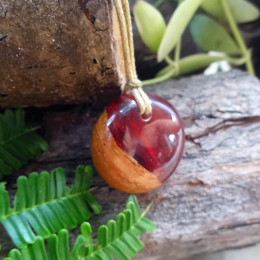 Driftwood with red resin