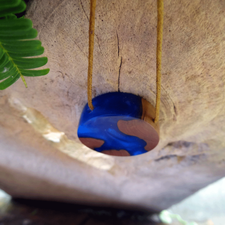 Driftwood with dark blue resin