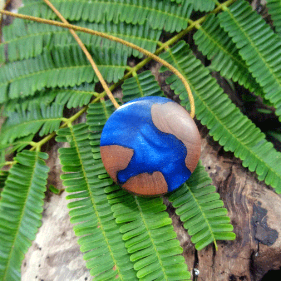 Driftwood with dark blue resin