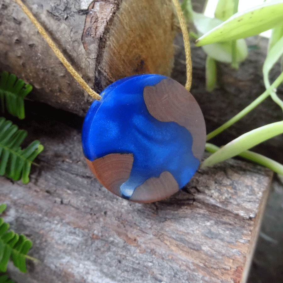 Driftwood with dark blue resin