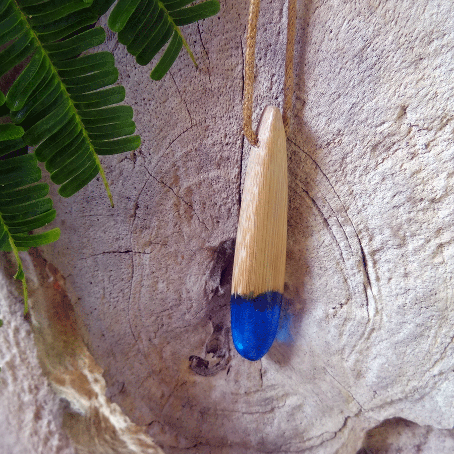 Driftwood with blue resin