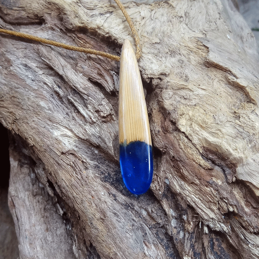 Driftwood with blue resin