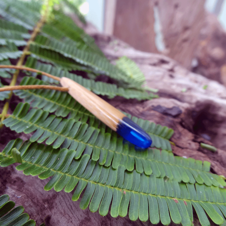 Driftwood with blue resin