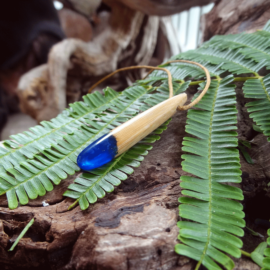 Driftwood with blue resin