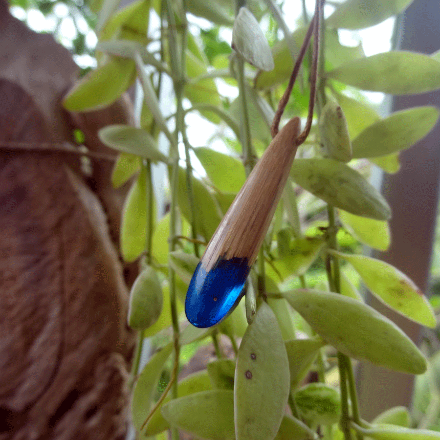 Driftwood with blue resin