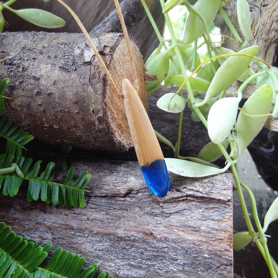 Driftwood with blue resin