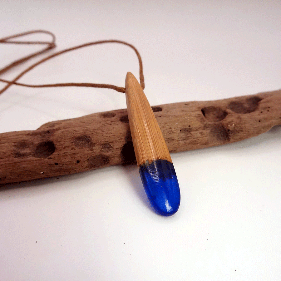 Driftwood with blue resin