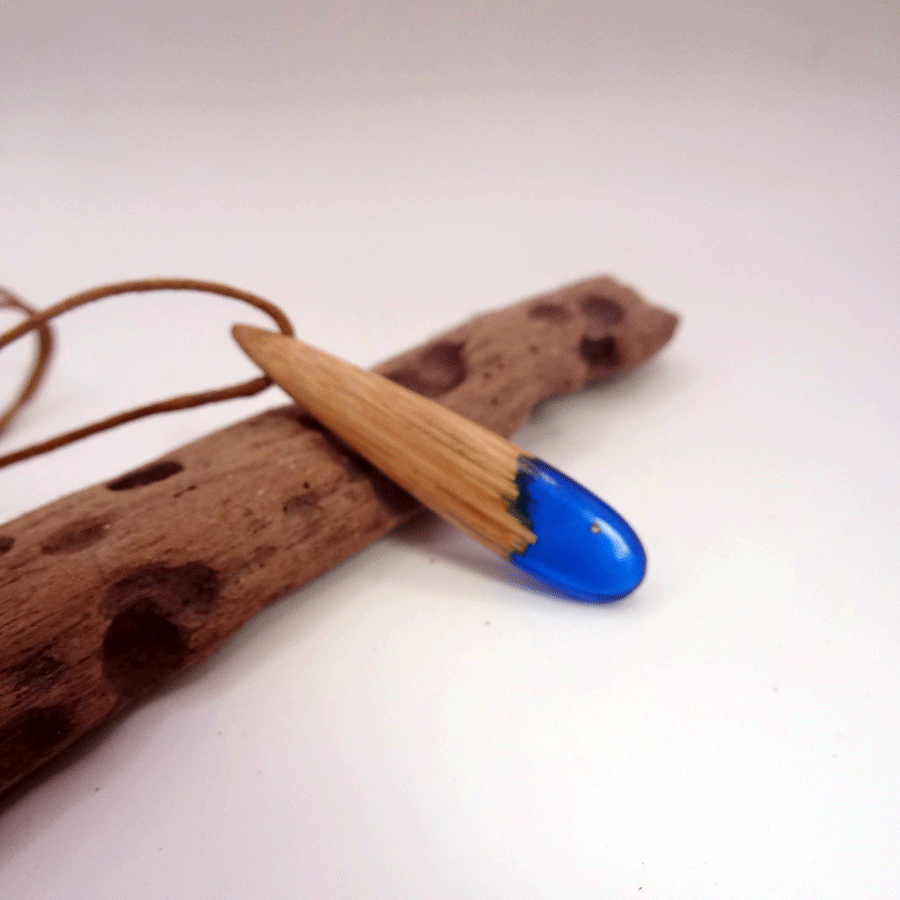 Driftwood with blue resin