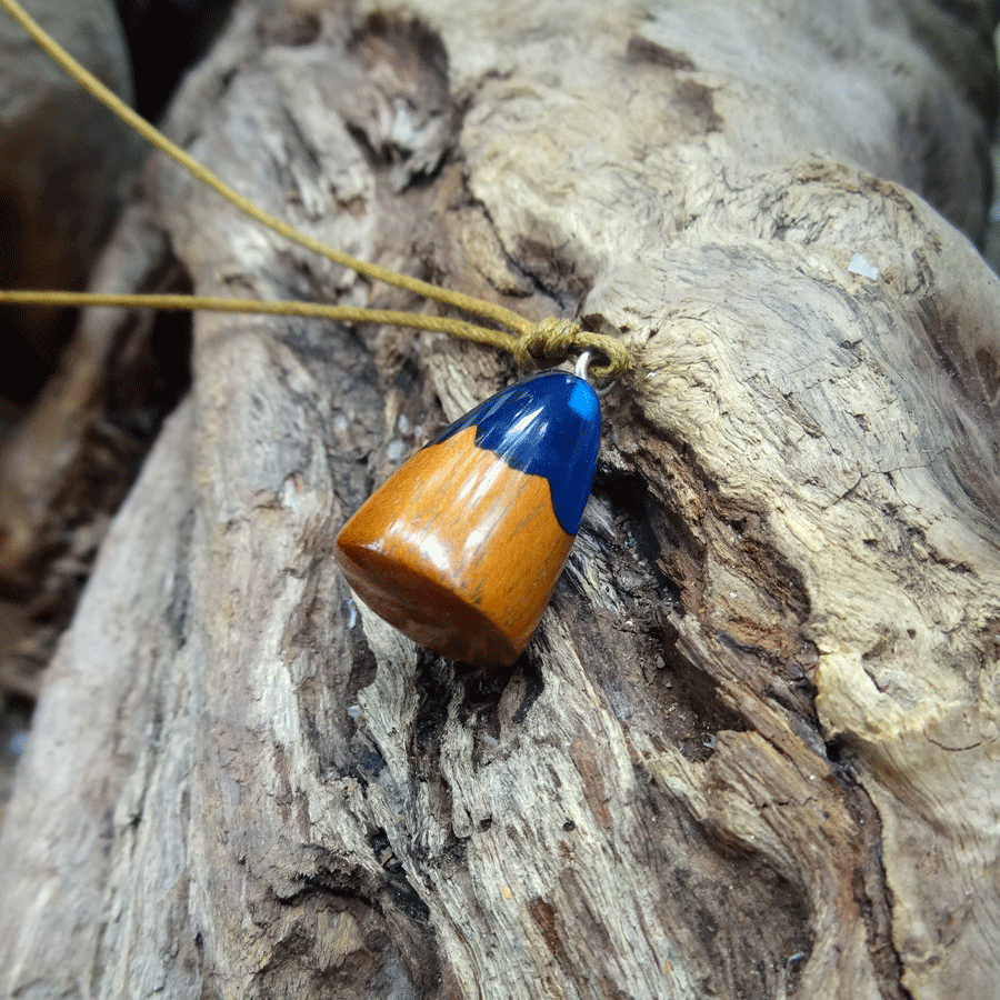 Driftwood with blue resin