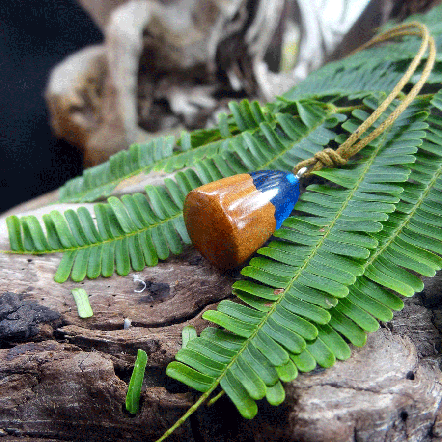 Driftwood with blue resin