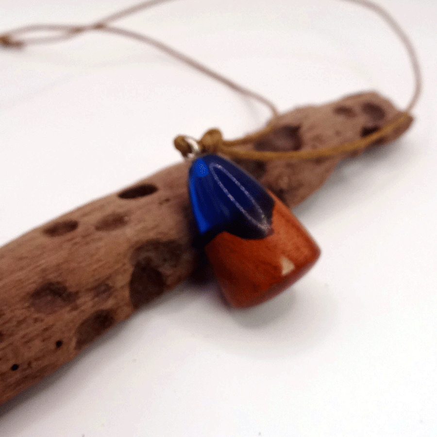 Driftwood with blue resin