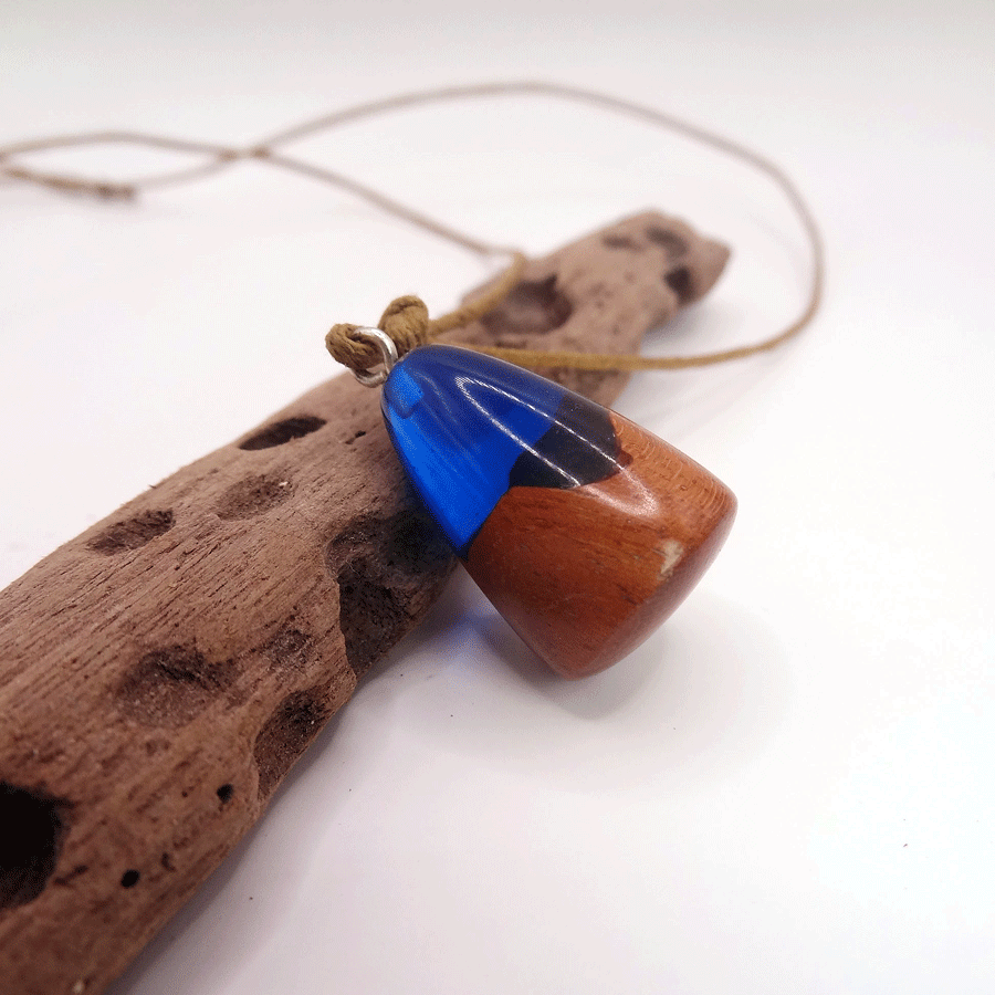 Driftwood with blue resin