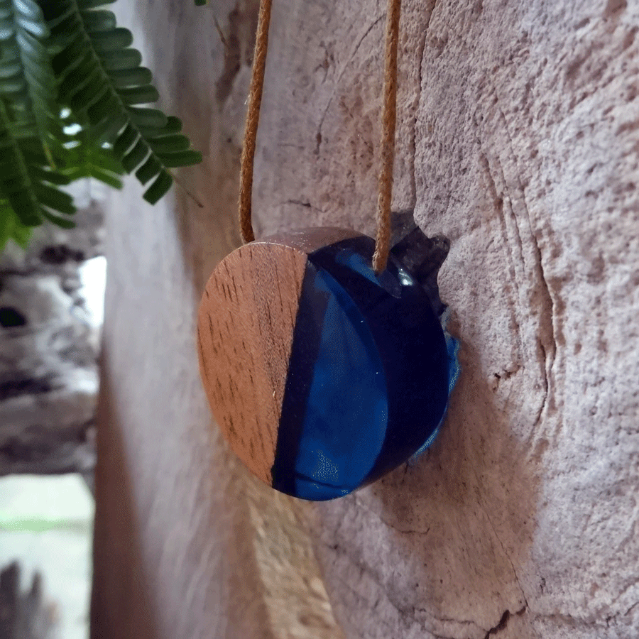 Driftwood with blue resin