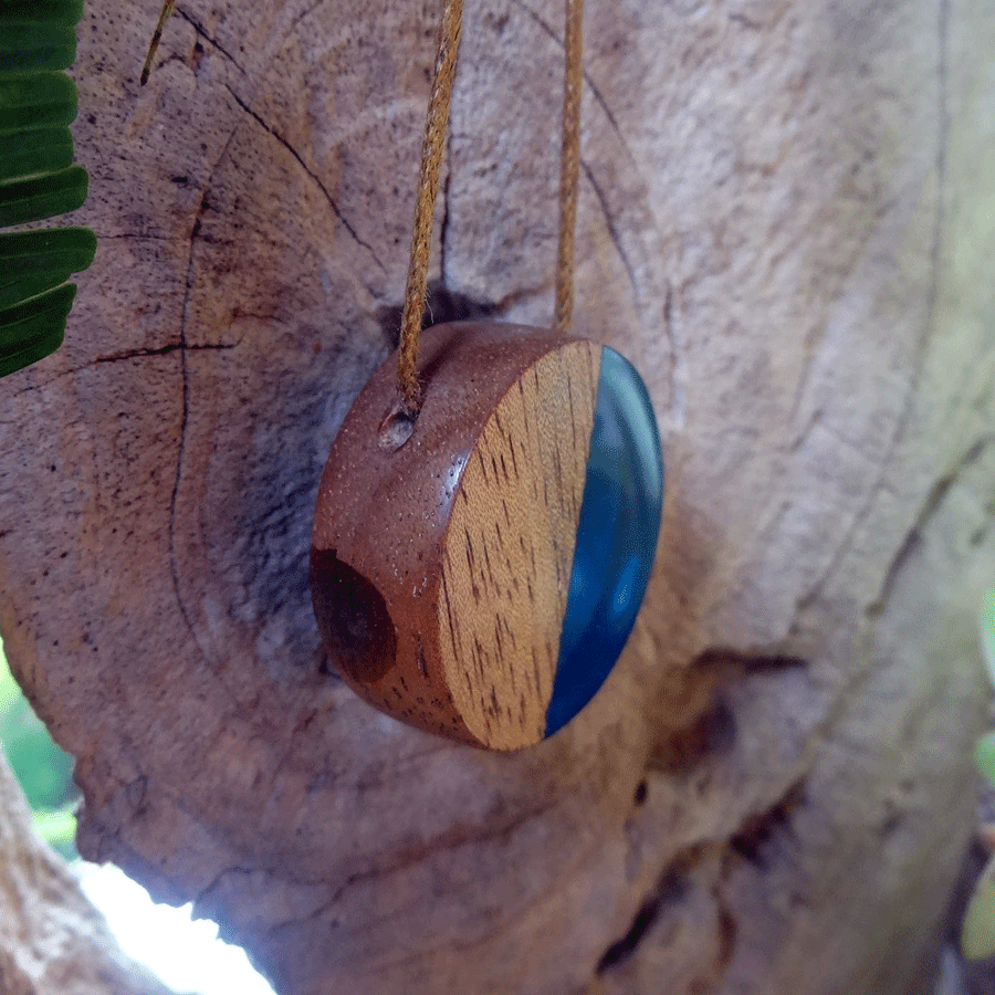 Driftwood with blue resin