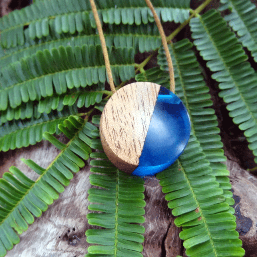 Driftwood with blue resin