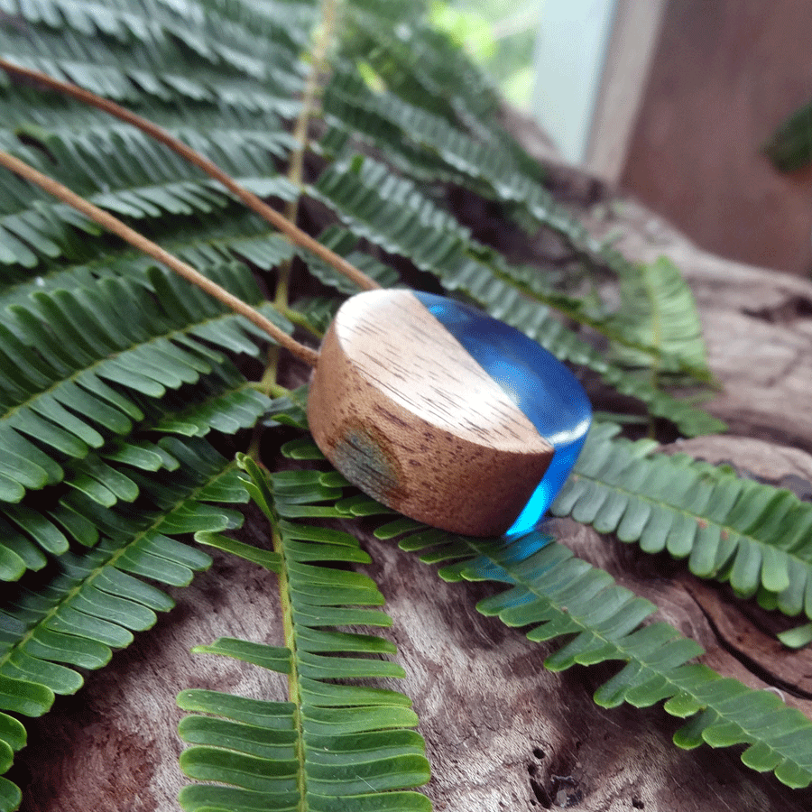 Driftwood with blue resin