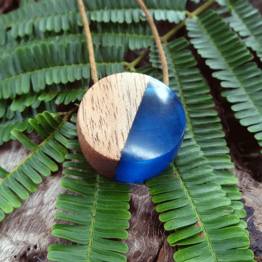 Driftwood with blue resin