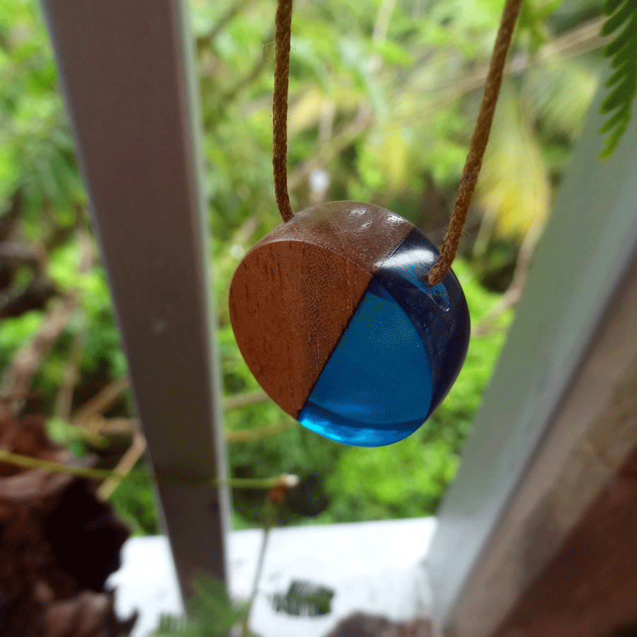 Driftwood with blue resin