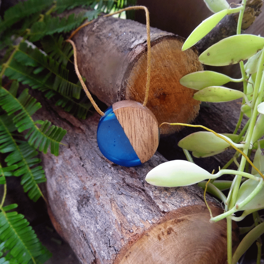 Driftwood with blue resin