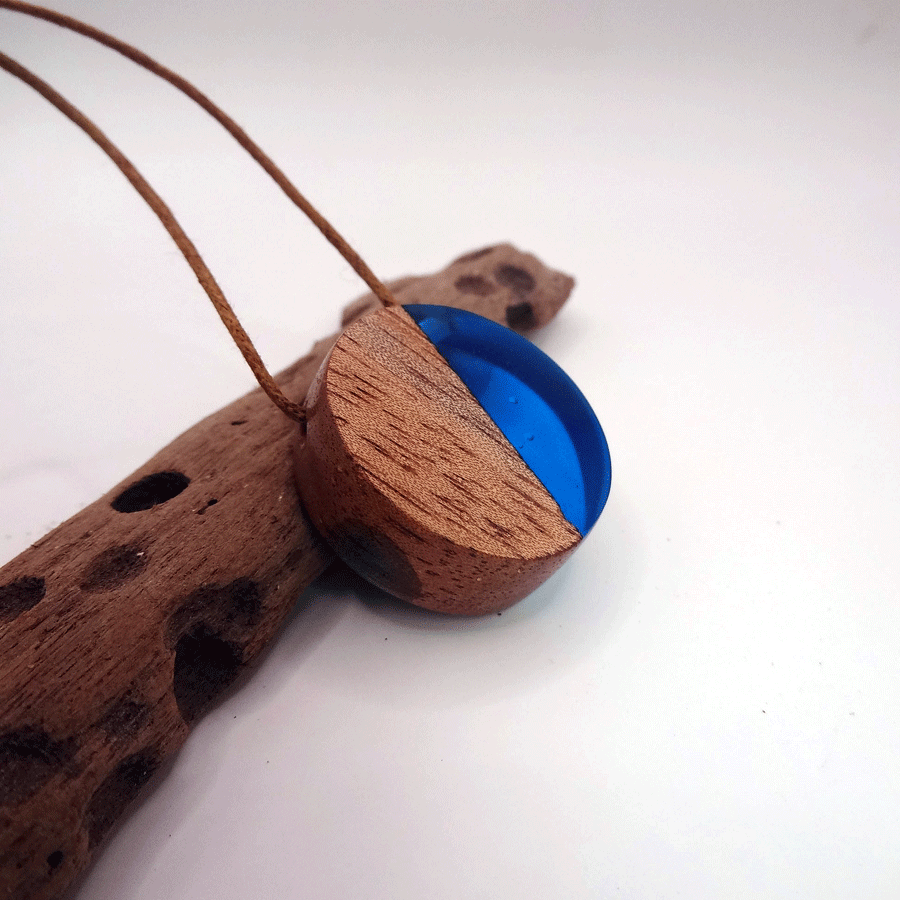 Driftwood with blue resin