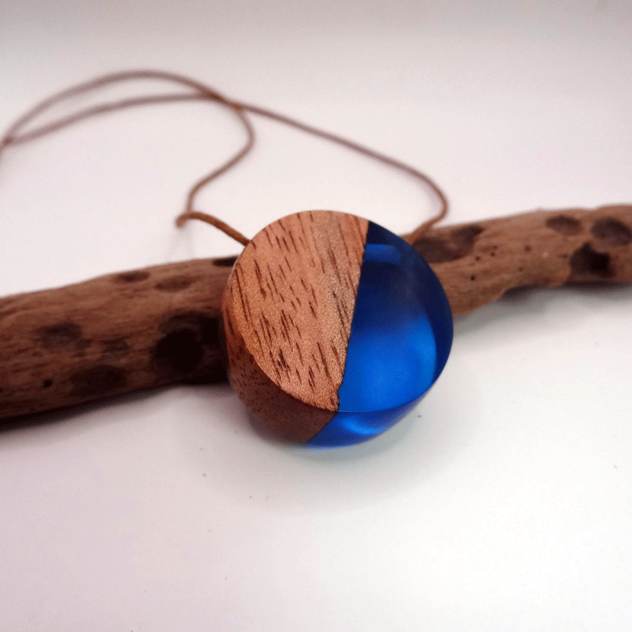 Driftwood with blue resin