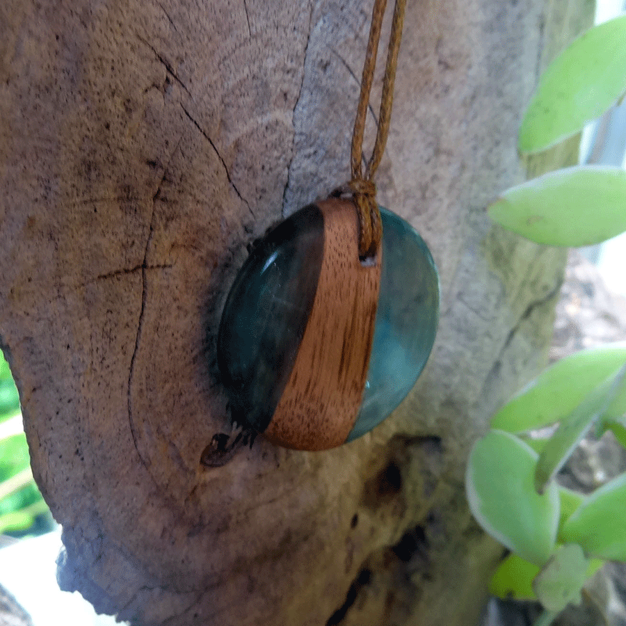 Driftwood with light blue resin