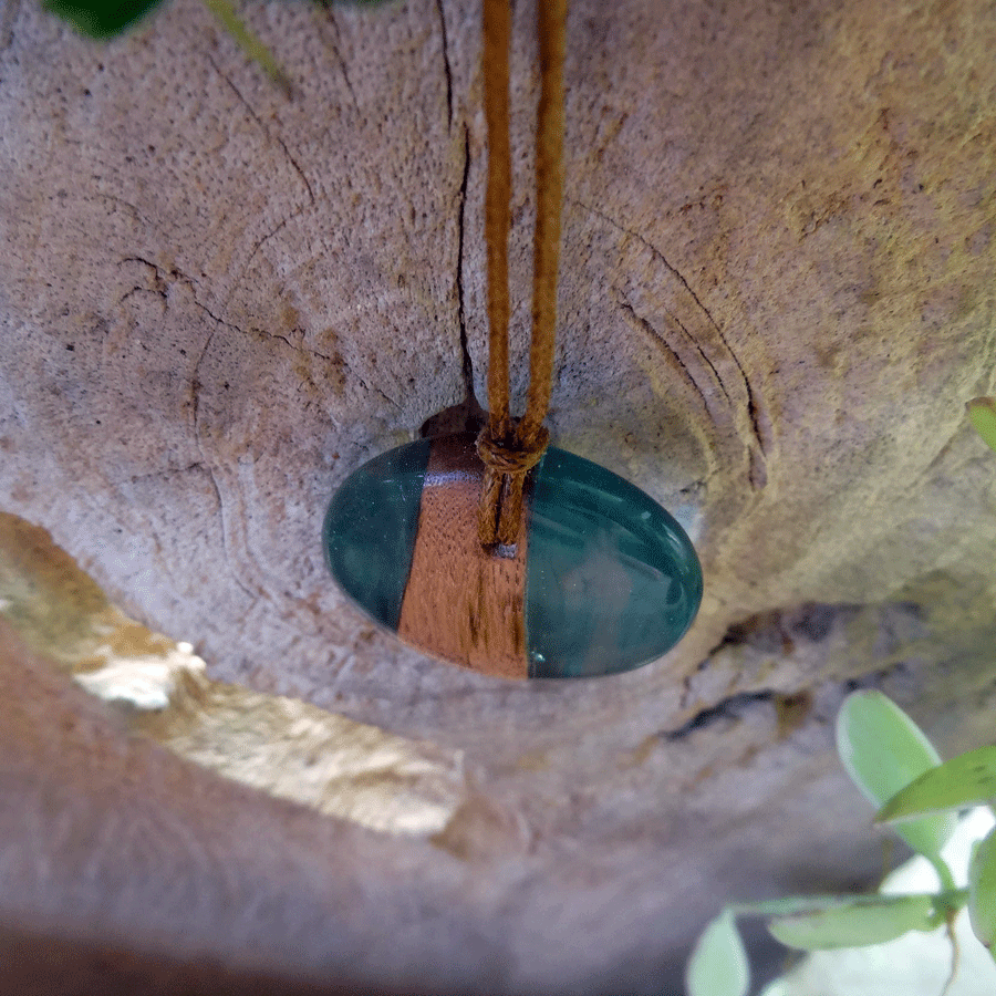 Driftwood with light blue resin