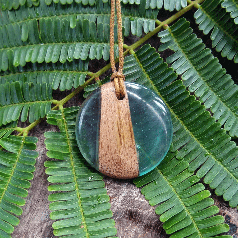 Driftwood with light blue resin