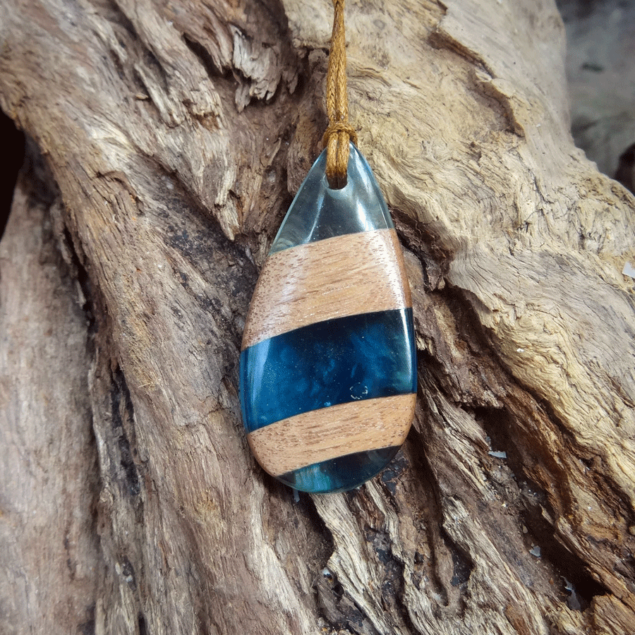 Driftwood with light blue resin