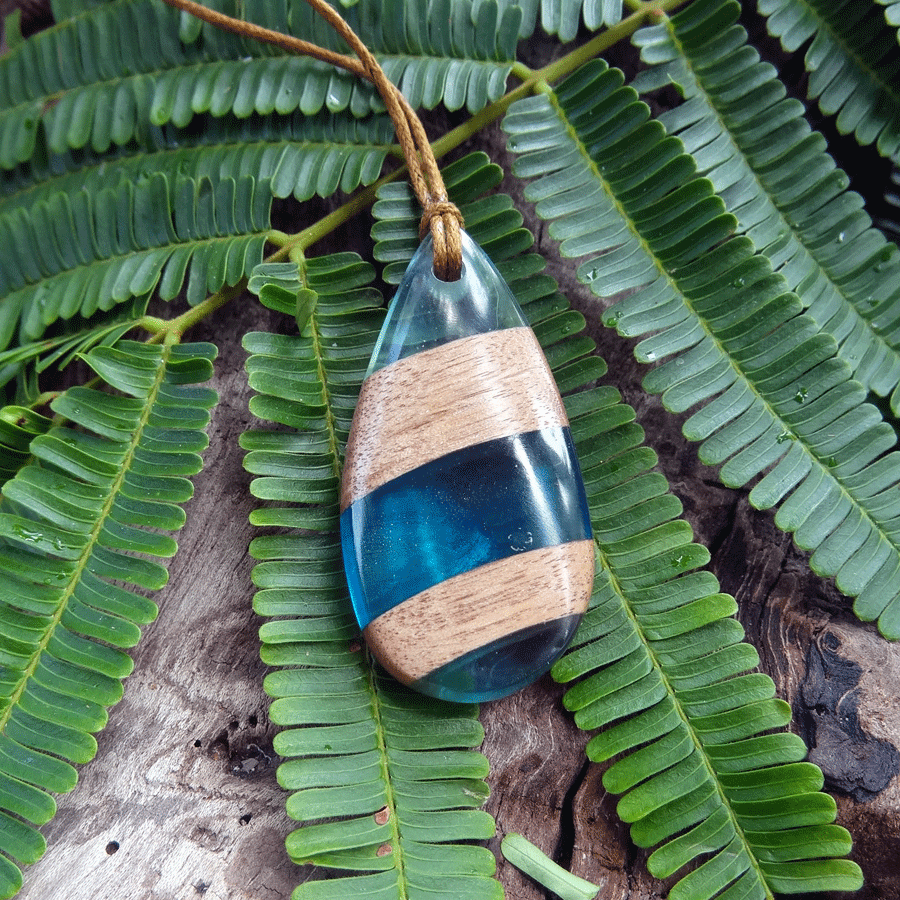 Driftwood with light blue resin