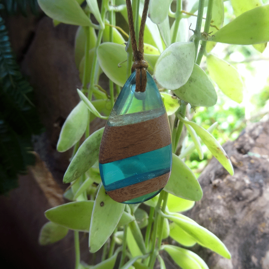 Driftwood with light blue resin