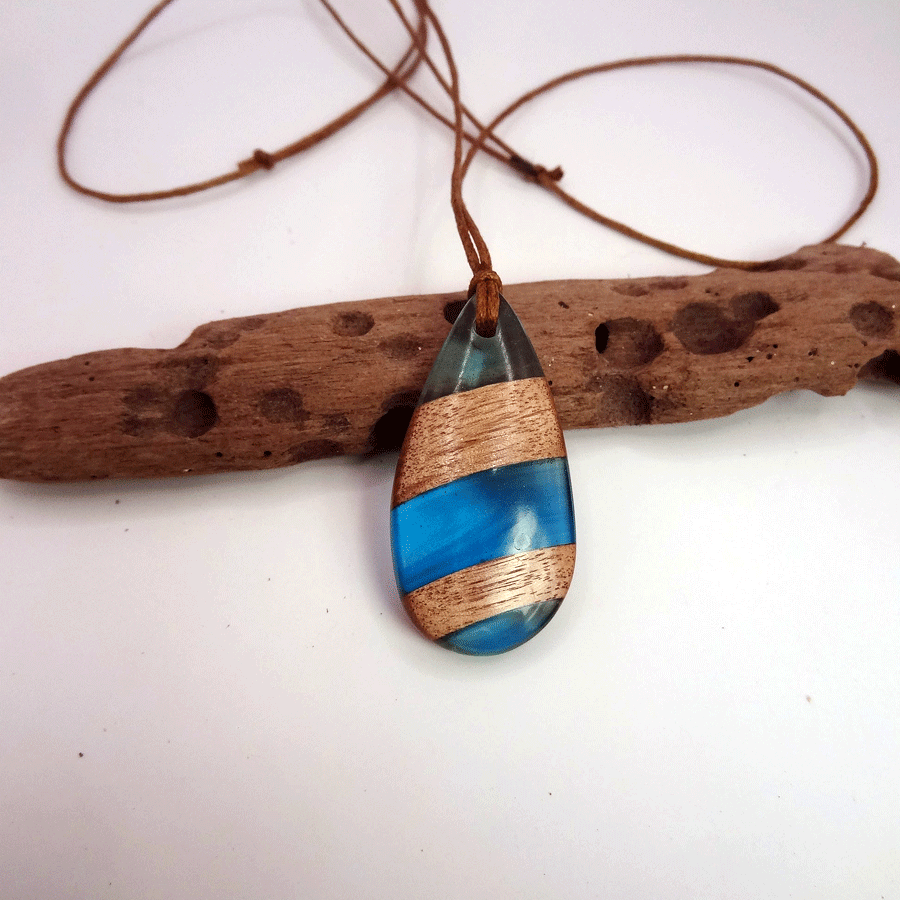 Driftwood with light blue resin