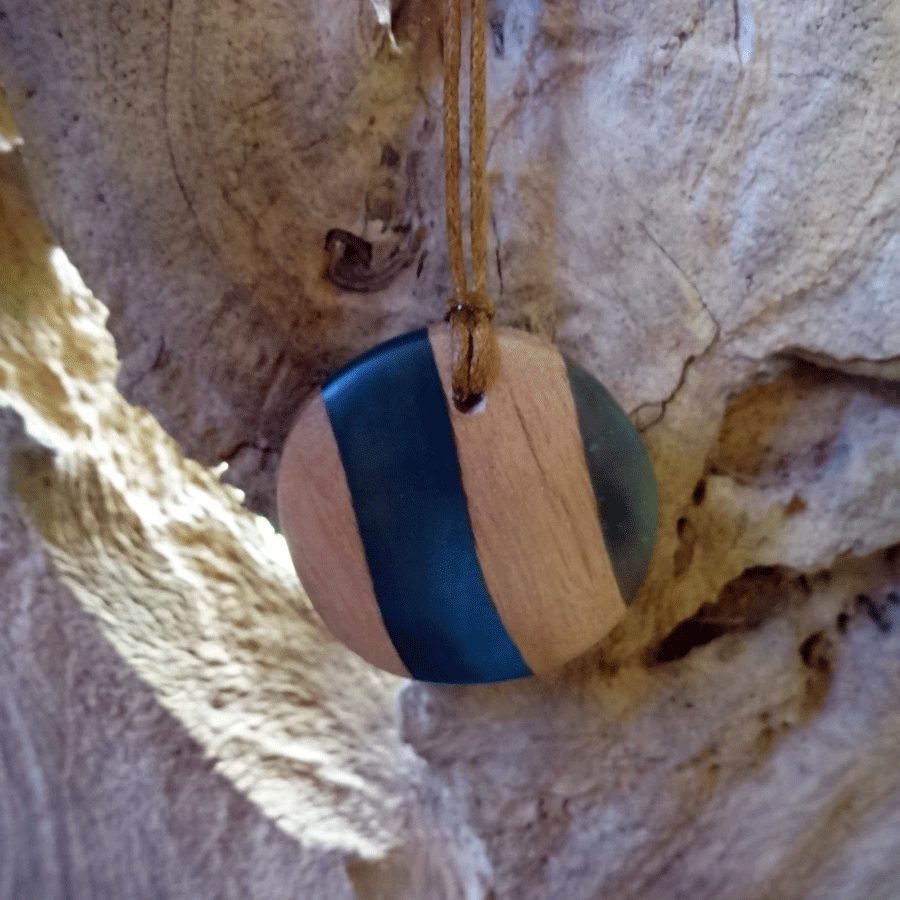 Driftwood with light blue resin