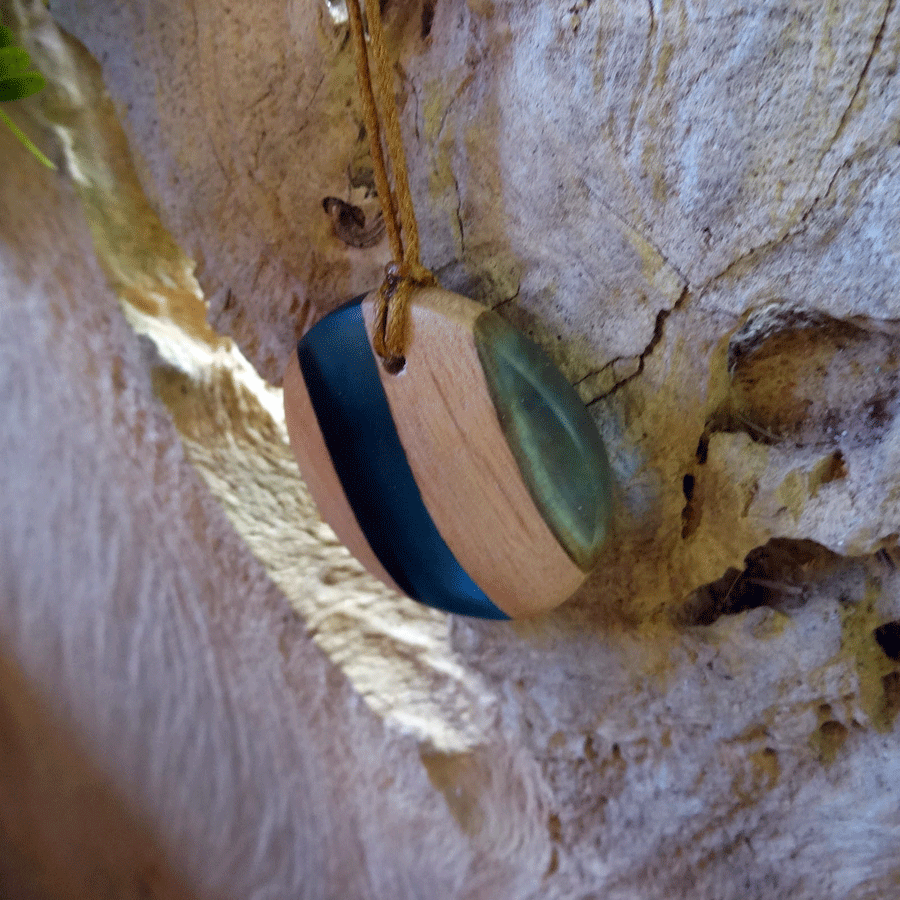 Driftwood with light blue resin