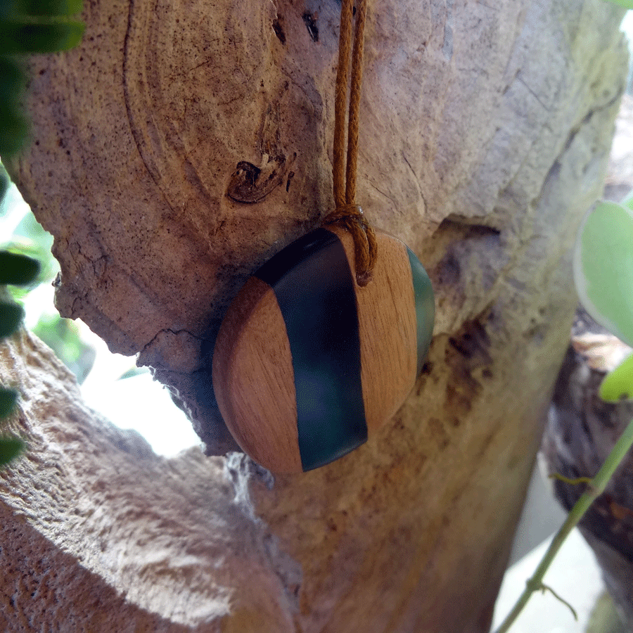 Driftwood with light blue resin