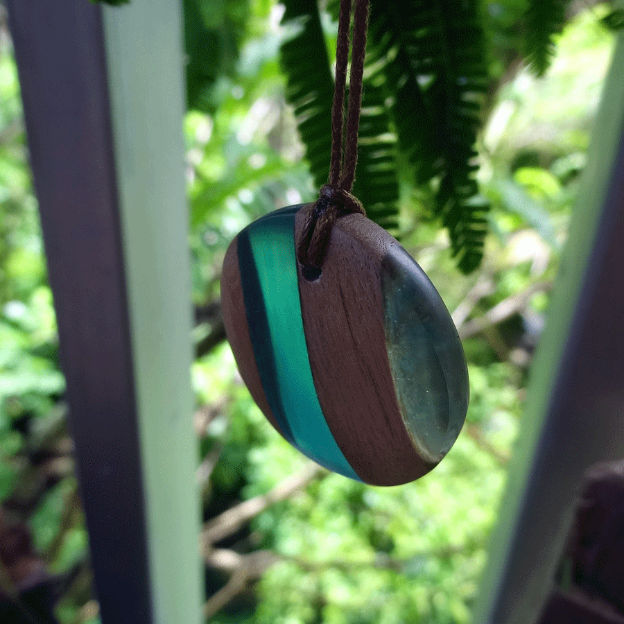 Driftwood with light blue resin