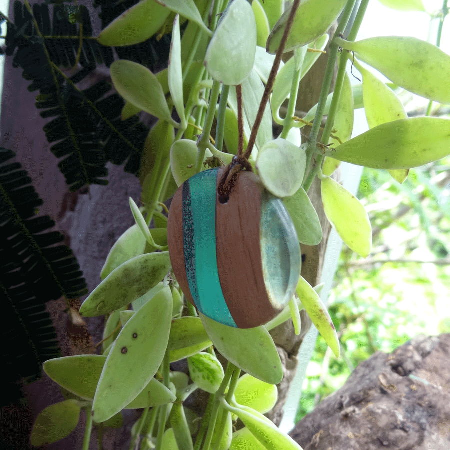 Driftwood with light blue resin